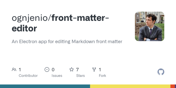 Front matter editor Github image